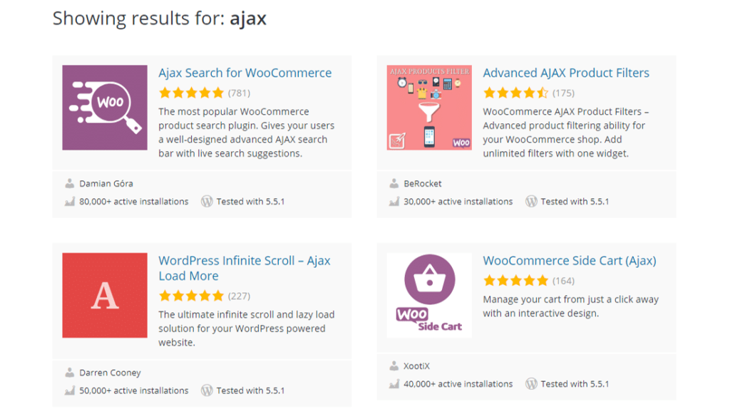 WordPress.org插件库中的Ajax驱动插件