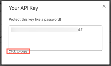 复制全局API密钥