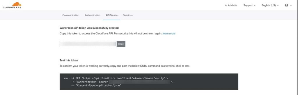 在安全的地方记录您的Cloudflare API令牌