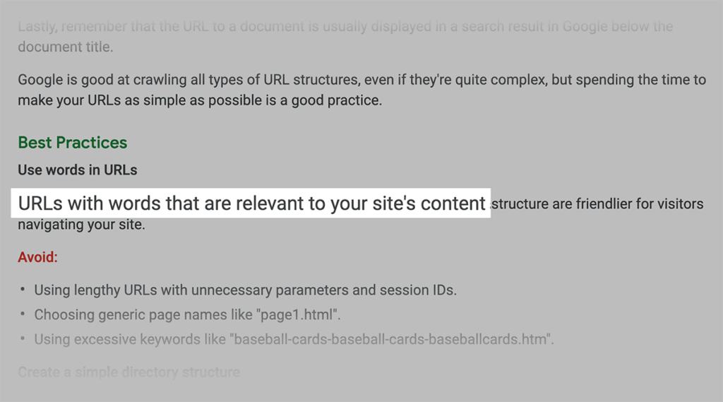 谷歌建议使用与网站内容相关的URL