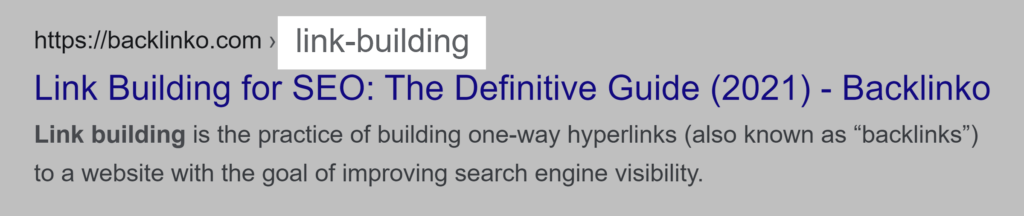 谷歌搜索结果链接中的link building关键词