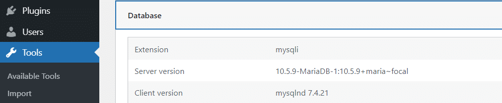 在WordPress中检查MySQL版本